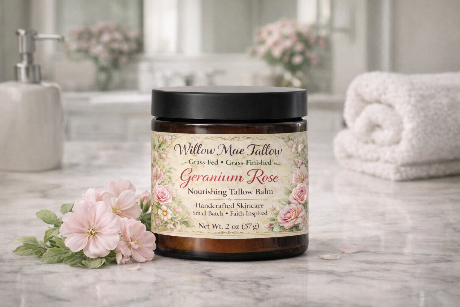 Geranium Rose Botanical Tallow Balm